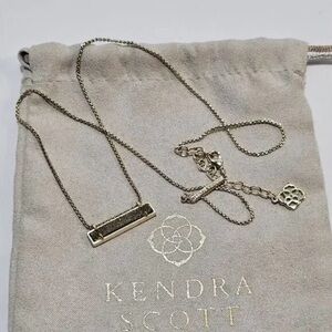 Kendra Scott Leanor Black Drusy Gold and Black Bar Pendant Necklace